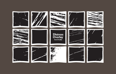 Poster - Twelve grunge distress overlay textures: black and white, high-resolution, vector.