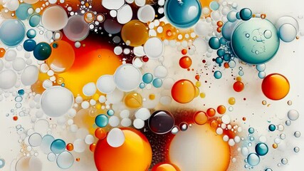 Poster - Colorful bubbles merge into abstract patterns, showcasing vibrant hues and dynamic shapes for a stunning visual effect