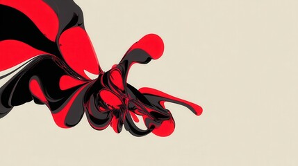Poster - Abstract design with flowing red and black shapes.