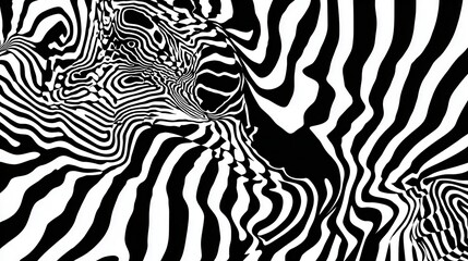 Aufkleber - Abstract black and white pattern with distorted lines.