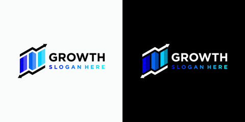 Aufkleber - Geometric growth chart vector logo design with arrow in modern, simple, clean and abstract style. Icon for business, investment and personal branding.