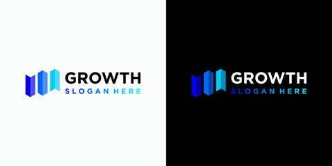 Aufkleber - Geometric growth chart vector logo design with modern, simple, clean and abstract style. Icon for business, investment and personal branding.