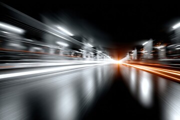 Poster - Abstract blurred motion of city street lights and vehicles at night with long exposure effect creating dynamic light trails and vivid illumination