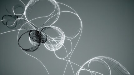 Poster - Abstract design with interwoven lines in gray and white.