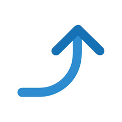 Poster - Blue curved arrow pointing upwards isolated on transparent background