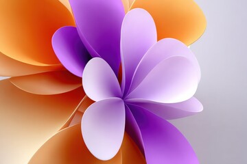 Poster - Vibrant and Smooth Flower Petal Arrangement with Bright Purple and Soft Orange Tones in Close-Up Macro Photography