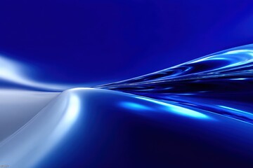 Poster - Futuristic Abstract Background with Smooth Blue Light Waves and Dynamic Motion in a Sci-Fi Style for Technology and Digital Concept Design