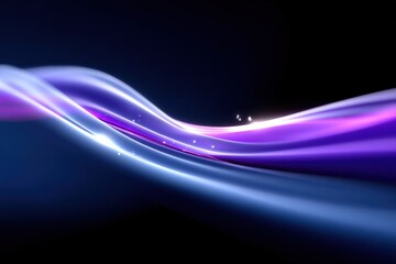Aufkleber - Abstract flowing light streaks with glowing particles in vibrant purple and blue swirling motion on dark background