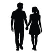© Asadullah - Black silhouette of a couple holding hands walking together on a white background