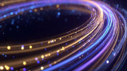 Poster - Abstract swirling lines of light with glowing particles.