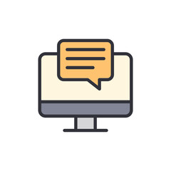 Poster - Monitor displaying speech bubble concept for digital communication and online support
