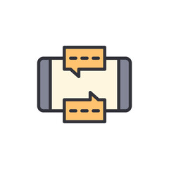 Poster - Communication on a mobile device with messaging icon, abstract design