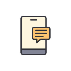 Poster - Smartphone messaging app icon design with a rounded chat bubble overlay illustration