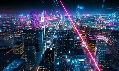 Poster - Futuristic city at night