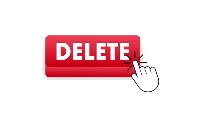Hand Cursor Clicking Red Delete Button on White and Green Screen