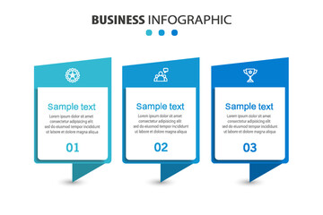 Wall Mural - Business infographic design template with 3 options, parts, steps or processes. Can be used for workflow layout, diagram, number options, web design	
