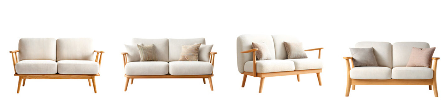 Scandinavian Style Sofa Set on White: Furniture Design Variations