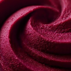 Poster - Smooth swirled texture of burgundy sorbet or ice cream in macro shot showing creamy frozen dessert surface with rich deep red color and velvety consistency.