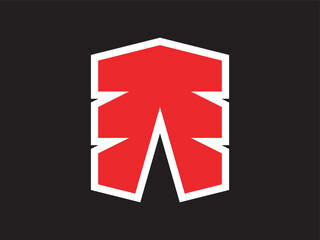 Poster - Bold Geometric Style Abstract Arrow Symbol in Red and Black Colors