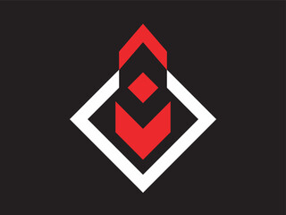 Poster - Minimalist Geometric Arrowhead Emblem Shape with Square Container Illustration