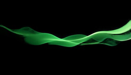 Poster - Abstract flowing green smoke against a black background creates a vibrant visual effect