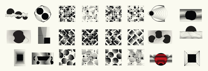 Fototapete - Collection of vector design elements. Set of logos with lines, stripes and circles. Various forms of line and dots design.Vector logo collection. Bundle of circle icons and elements. Set of lines art.
