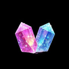 Poster - Two Cosmic Crystals Glowing in Space with Colorful Light and Sparkling Details