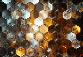 Fototapete - Digital hexagon abstract background