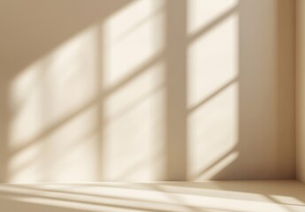 Poster - Gentle light beige background with soft window shadow, minimalistic for product presentation