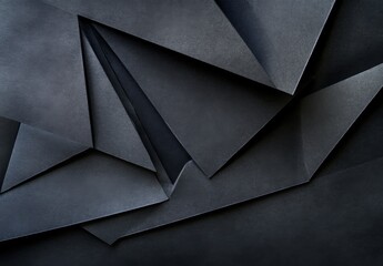 Fototapete - Geometric shapes of black paper, composition abstract