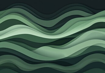 Fototapete - horizontal banner with waves. modern waves background illustration with dark green, olive drab and very dark green color