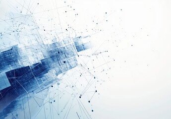 Fototapete - Modern professional blue vector Abstract Technology business background with lines and geometric shapes