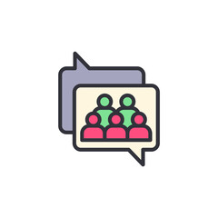 Poster - Chatting Group Of People Discussing Together In Speech Bubbles
