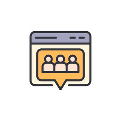 Poster - Online Community Communication Represented With People Icons On Web Browser