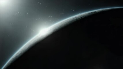 Poster - Celestial view of a planet's surface with atmospheric glow and scattered light points against a dark expanse. Cinematic lighting emphasizes the curvature and texture of the planet.