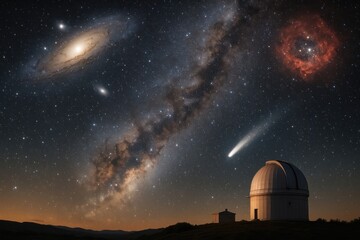 Wall Mural - observatory under stunning cosmic sky.