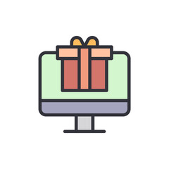 Poster - Computer Screen Displaying Present For Digital Gift Giving Celebration