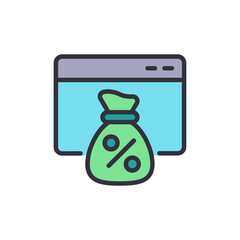 Poster - Online Investment Strategy Concept With A Bag Of Money Symbol