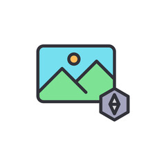 Poster - Vibrant Landscape Image With Compass Icon Symbolizing Navigation Tools