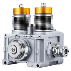 Poster - High-Quality Industrial Engine Component with Silver and Gold Details, isolated on transparent background.