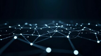 Poster - Abstract digital network connections moving over dark background with copy space