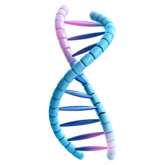 Poster - Colorful 3D Rendering of DNA Helix with Gradient Colors and Spiral Structure, isolated on transparent background.