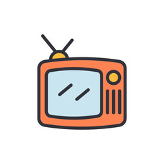 Poster - Vintage Television Set With Antenna Illustration On Transparent Surface