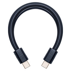 Poster - Black USB Cable for Data Transfer and Charging, Dual Connector Design, isolated on transparent background.