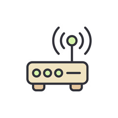 Poster - Stylized Wireless Router Icon With Signal Emanating From Antenna
