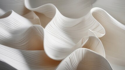 Aufkleber - Elegant light and shadow dance across softly undulating surfaces of paper