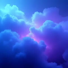 Aufkleber - Abstract illustration of fluffy blue and purple clouds with a gradient sky background in a dreamy atmosphere