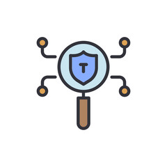 Poster - Shield Under Magnifying Glass Representing Protection In Cyberspace