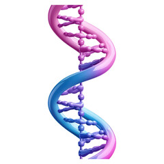 Poster - Colorful 3D Render of DNA Helix Structure with Vibrant Pink and Blue Colors, isolated on transparent background.