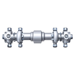 Poster - Metal Shaft with Connectors for Industrial Application and Machinery Use, isolated on transparent background.